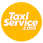 TaxiService.com logo featuring bold white lettering inside a modern yellow circular badge.