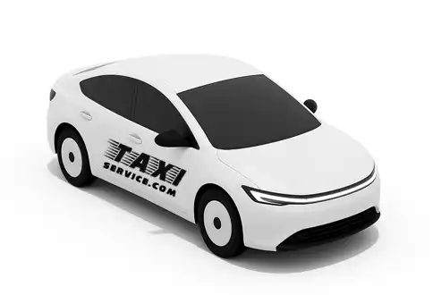 Modern white sedan for TaxiService.com fleet – safe airport and city rides