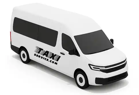 White XL passenger van for 14 passengers with luggage capacity for 14 bags – ideal for airport transfers, group travel, and events.