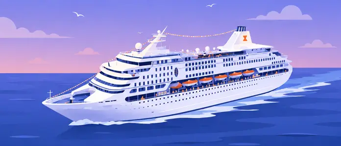 Cruise ship transportation illustration for cruise port and hotel transfer services